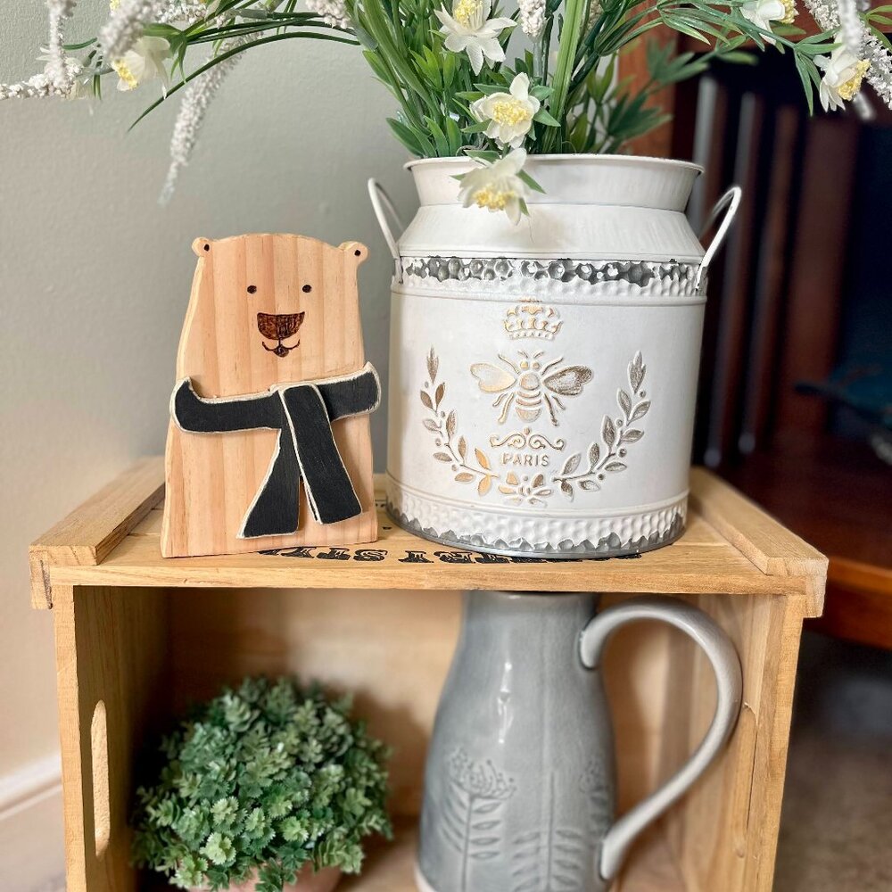 Handcrafted Repurposed Polar Bear Shelf Sitter ONLY (that can be a Stocking Hold